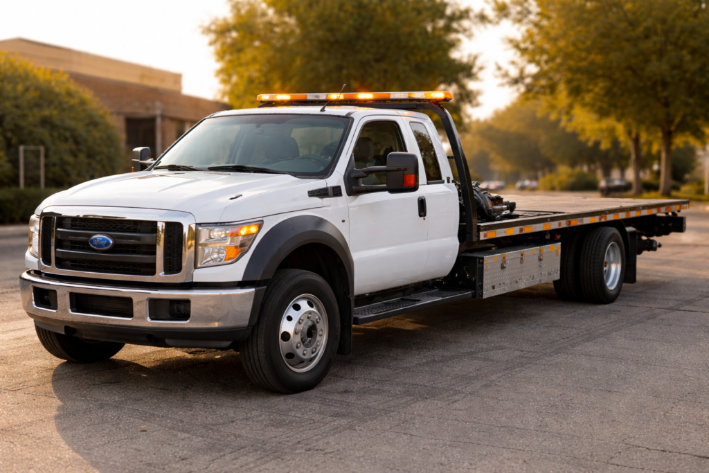 An image of a tow truck that performs a towing service in Florissant.