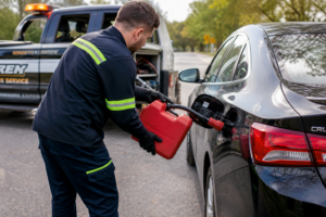 A towing provider doing fuel delivery in St. Charles