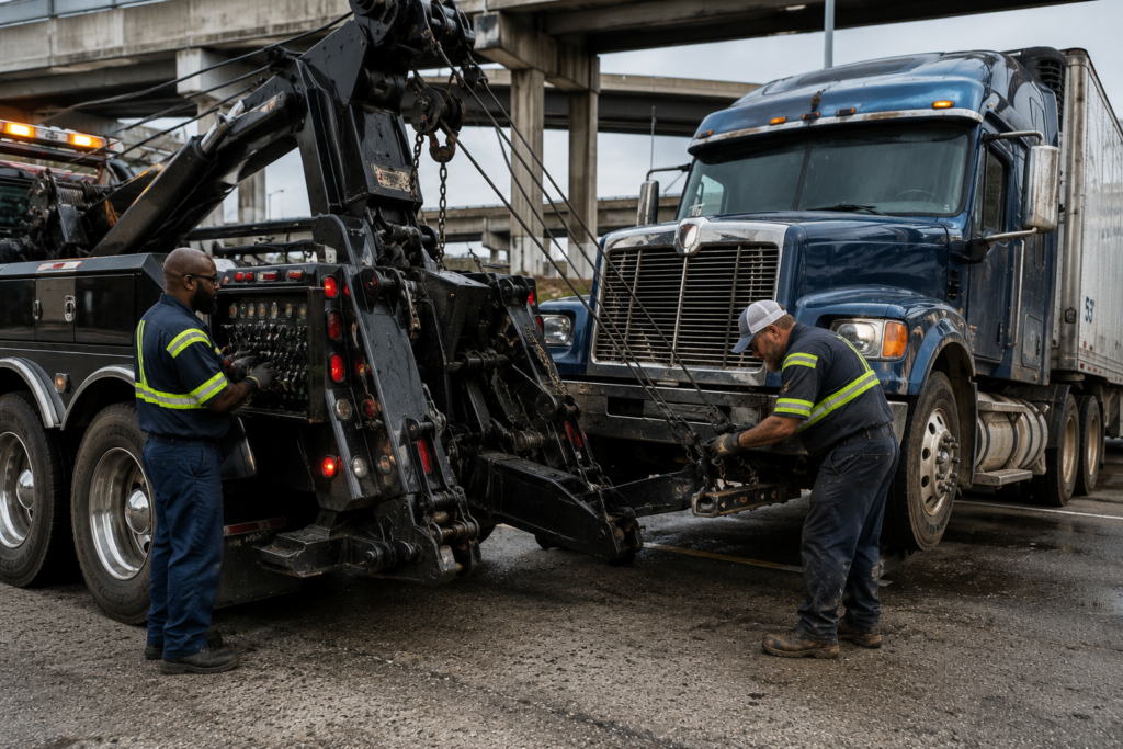 A man doing heavy-duty towing in Bridgeton.