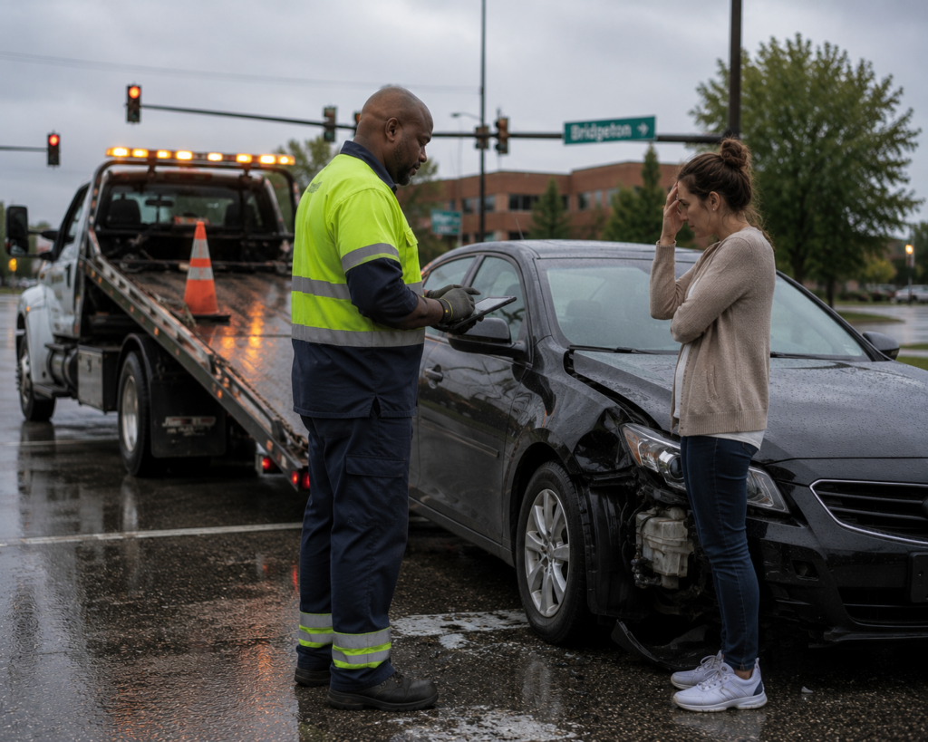 An operator performing accident assistance in Bridgeton.