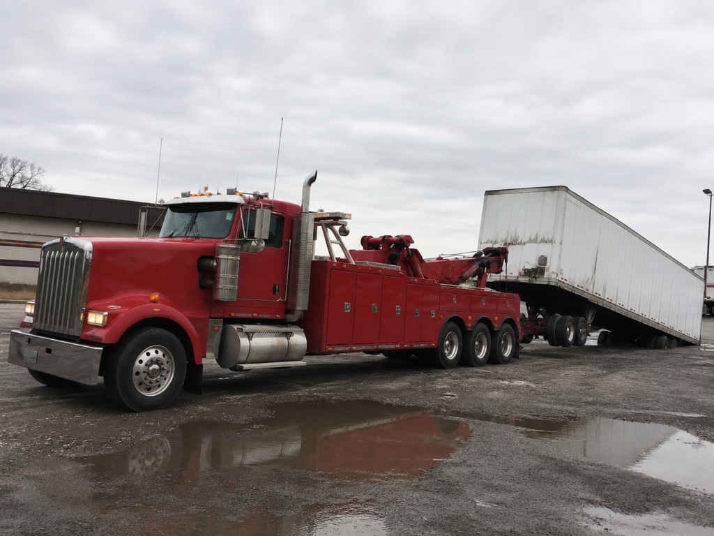 A truck doing heavy-duty towing in Creve Coeur.