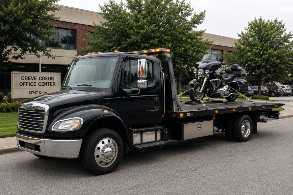 A provider doing motorcycle towing in Creve Coeur.
