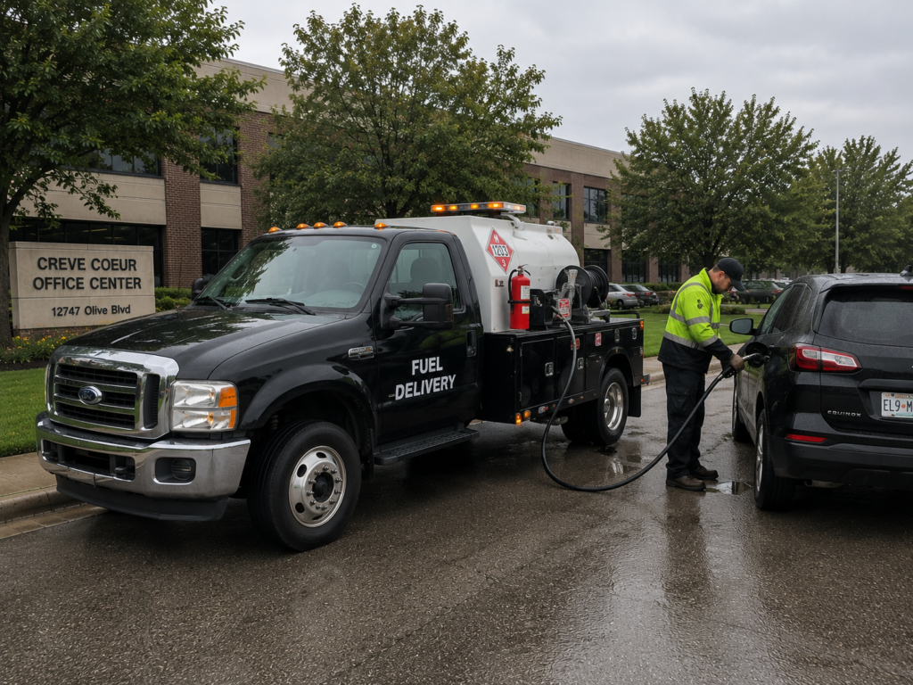 A man doing fuel delivery in Creve Coeur.
