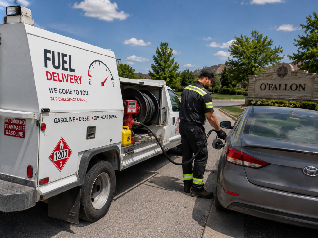 A man performing a fuel delivery in O'fallon.