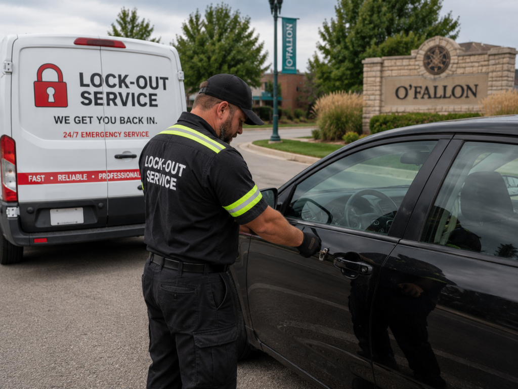 An operator performing a lock-out service in O'Fallon.