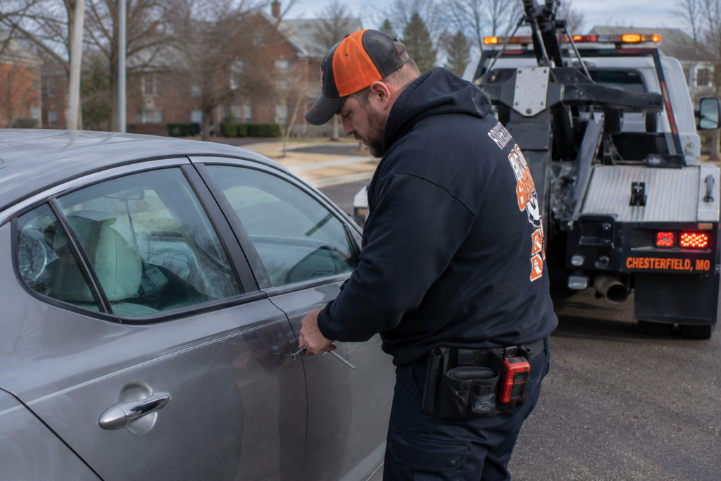 A man performing lock-out service in Chesterfield.