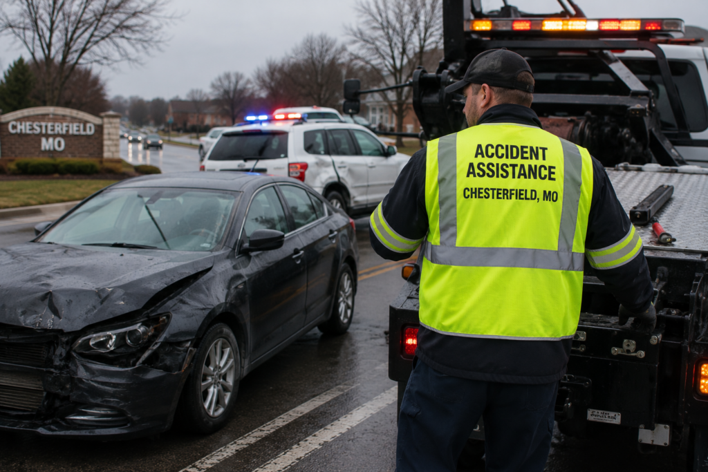 A man doing accident assistance in Chesterfield.