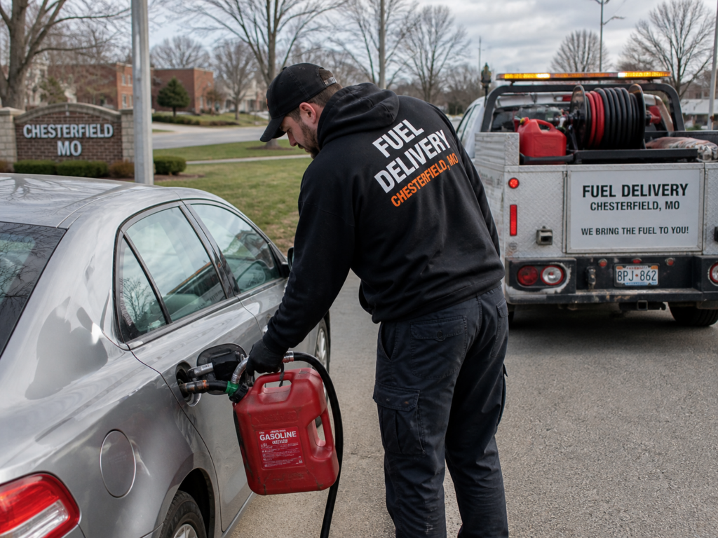 A towing operator doing fuel delivery in Chesterfield.